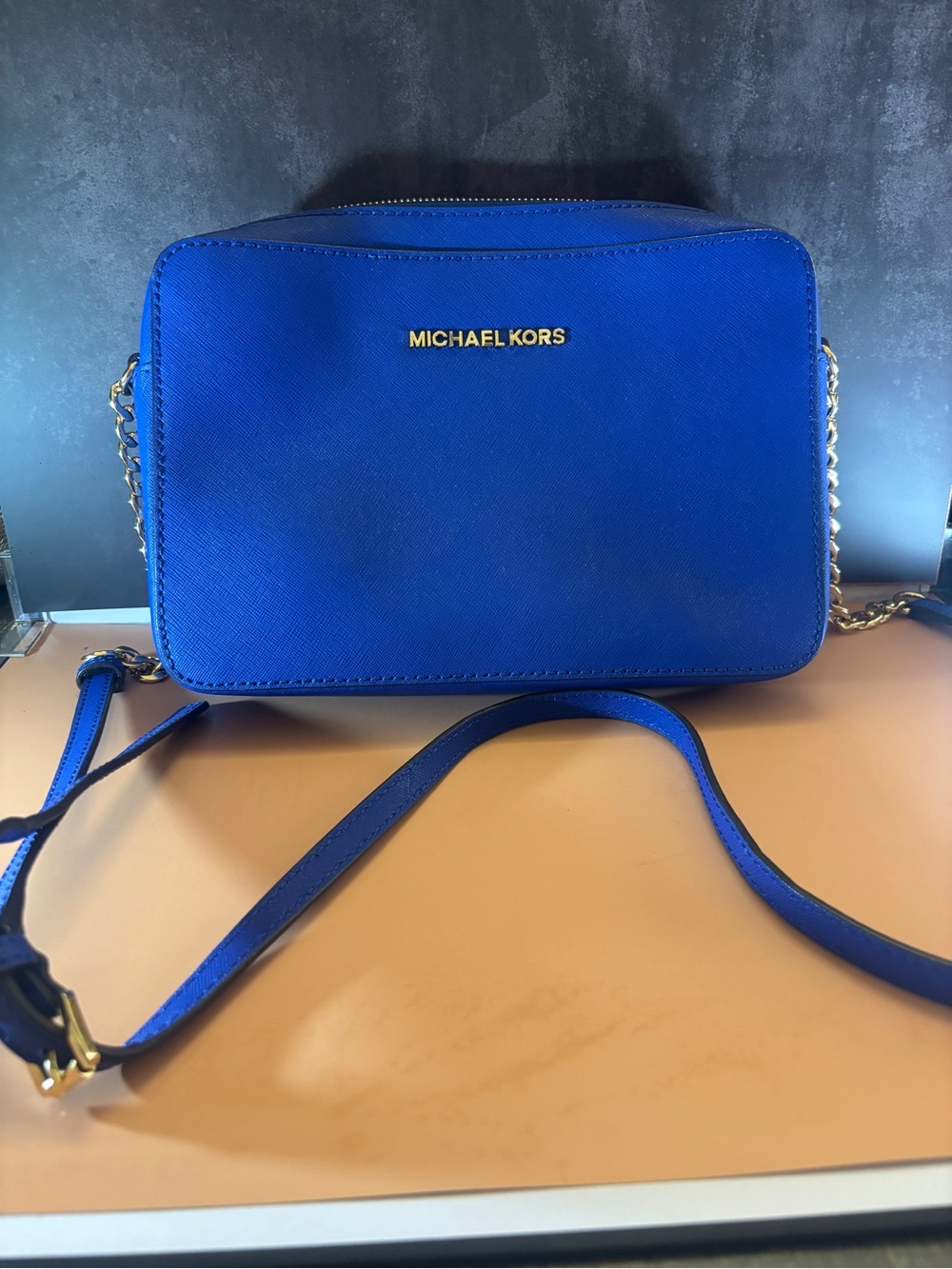 Michael Kors Electric Blue Saffiano Leather Crossbody